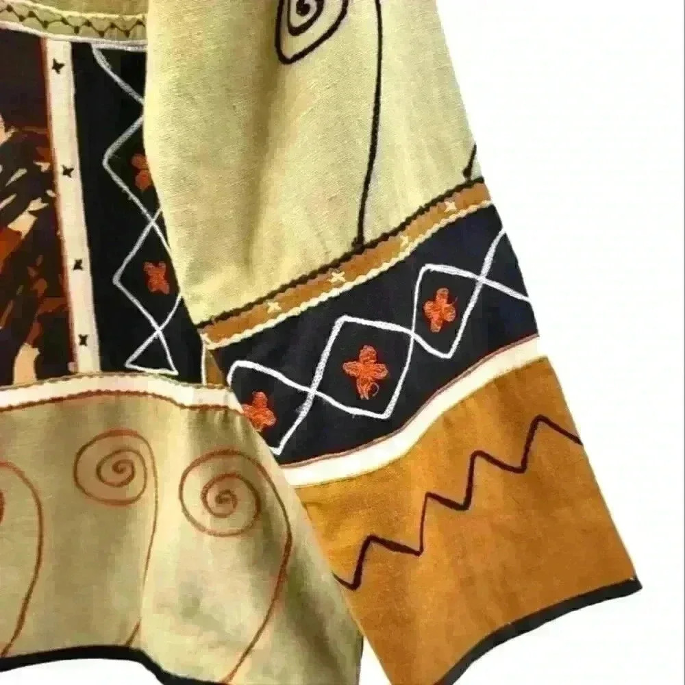 Indigo Moon Art To Wear Vtg Button Front‎ Rayon Linen Cotton Blend Boxy Jacket. - Picture 4 of 9